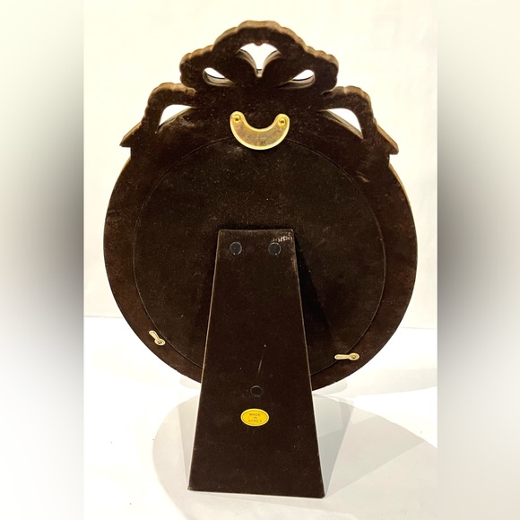 Vintage Ornate Brass Picture Frame Freestanding with Velvet Stand - Picture 4 of 9